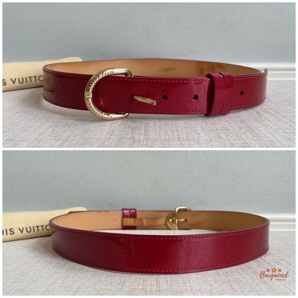 Authentic Louis Vuitton Pomme D'Amour Monogram Vernis LV Frame Belt Size 80/32 - Picture 6 of 13